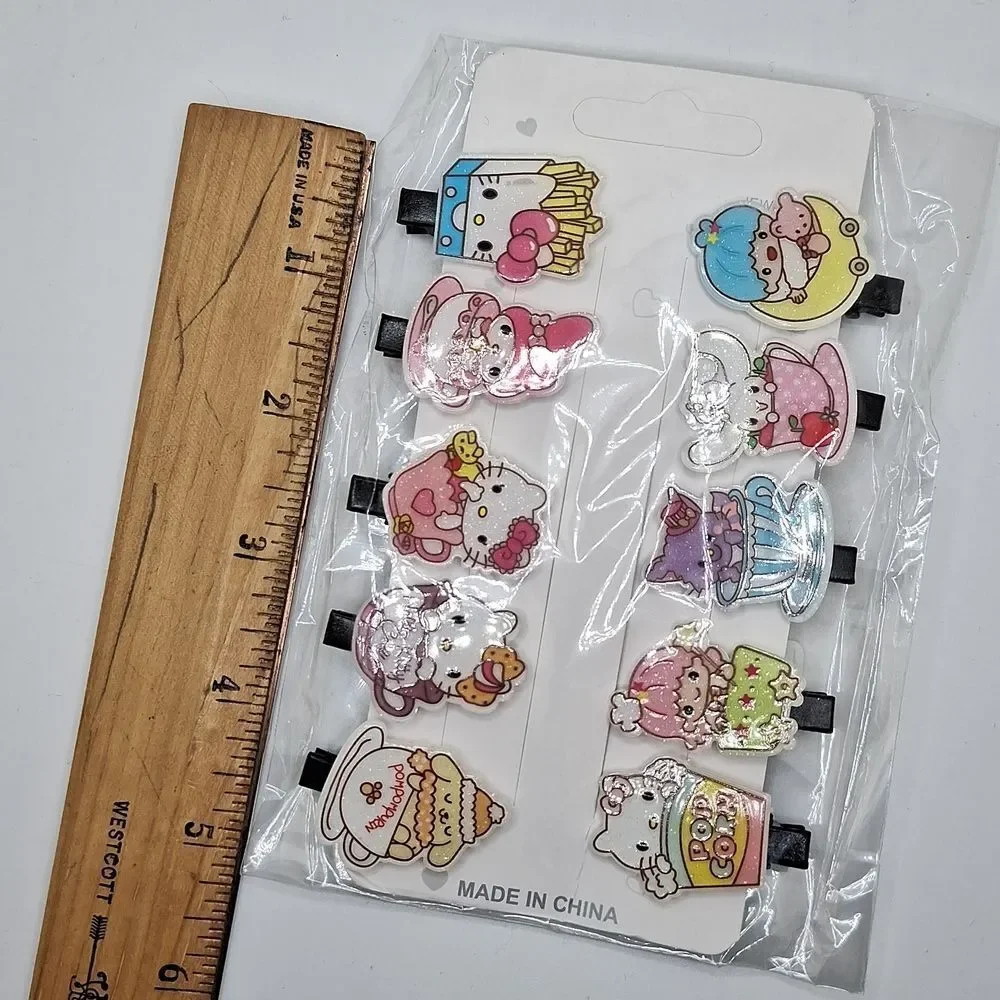 hello kitty Hair Clips Set - 10pcs Cute Cartoon cat sanrio